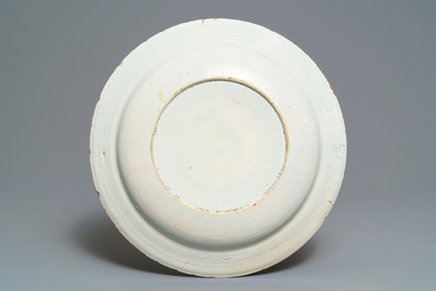 A polychrome Dutch Delft chinoiserie dish, early 18th C.