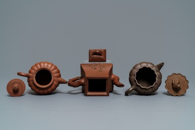 Six Chinese Yixing stoneware teapots and covers, 19th C.