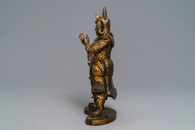 Une figure de Weituo en bronze laqu&eacute; et dor&eacute;, Chine, Ming
