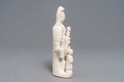A Chinese Dehua blanc de Chine 'Guanyin with children 'group, Kangxi