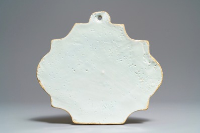 A Dutch Delft blue and white 'maritime scene' plaque, 18th C.