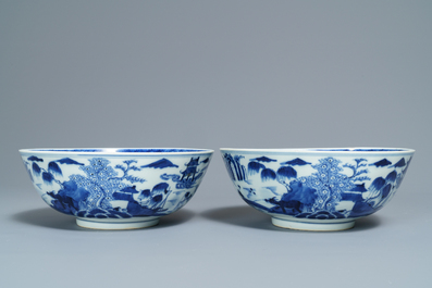 A varied collection of Chinese blue and white and famille verte porcelain, 19th C.