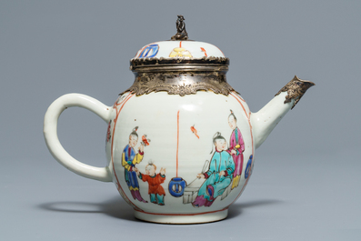 Four Chinese famille rose and blue and white jugs and teapots, Kangxi/Qianlong