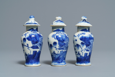 A varied collection of Chinese blue and white and famille verte porcelain, 19th C.