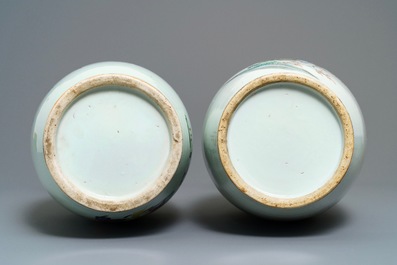 Two Chinese famille rose vases with playing boys, 19/20th C.