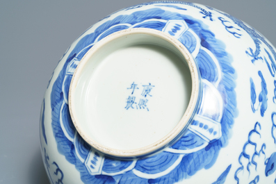 A varied collection of Chinese blue and white and famille verte porcelain, 19th C.