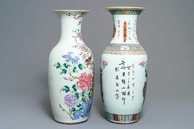 Two Chinese famille rose vases, 19th C.