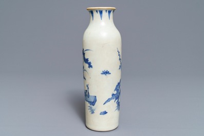 A Chinese blue and white sleeve vase with flowervases, Hatcher cargo, Transitional period