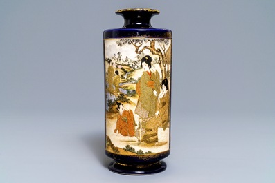A Japanese Satsuma 'warriors' vase, Meiji, 19th C.
