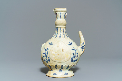 A Chinese shipwreck blue and white Islamic market 'aftaba' ewer and twelve cups, Transitional period