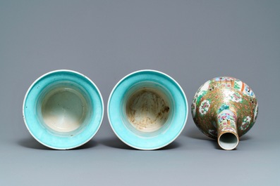 Four Chinese famille rose vases, 19th C.