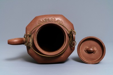 A large Chinese Yixing stoneware teapot and cover, 19th C.