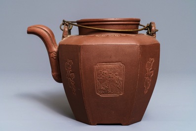 A large Chinese Yixing stoneware teapot and cover, 19th C.