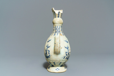 A Chinese shipwreck blue and white Islamic market 'aftaba' ewer and twelve cups, Transitional period