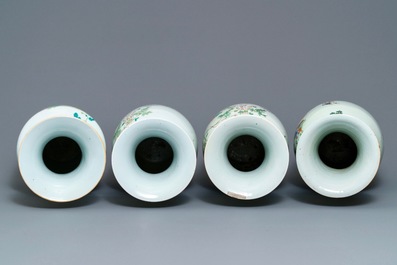 Une paire et deux vases individuels en porcelaine de Chine famille rose, 19&egrave;me