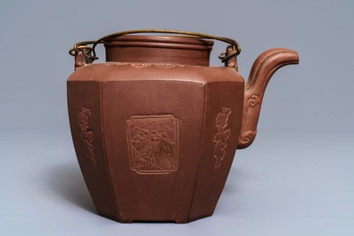 A large Chinese Yixing stoneware teapot and cover, 19th C.