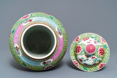 Four Chinese famille rose vases, 19th C.