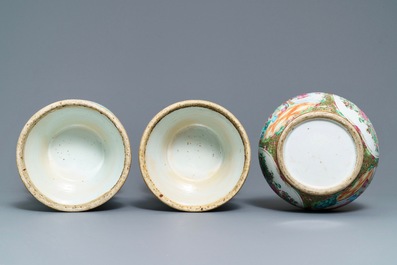 Four Chinese famille rose vases, 19th C.