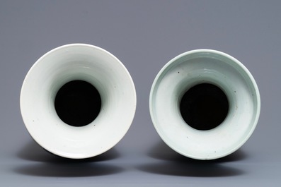 Six Chinese blue and white and famille rose vases, 19th C.