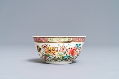 A fine Chinese famille rose cup and saucer with floral design, Yongzheng