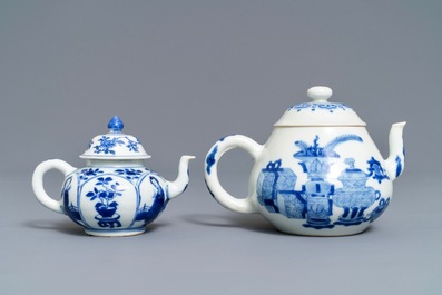 Two Chinese blue and white teapots and covers, Jiajing and Yu marks, Kangxi