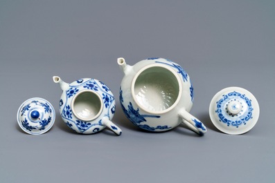 Two Chinese blue and white teapots and covers, Jiajing and Yu marks, Kangxi