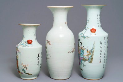Drie Chinese famille rose vazen, 19/20e eeuw