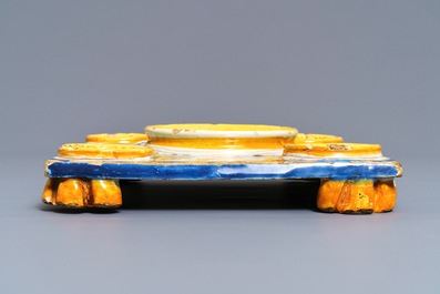A polychrome Spanish pottery condiment tray, Talavera, 18th C.