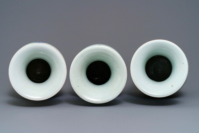 Three Chinese famille rose vases, 19/20th C.