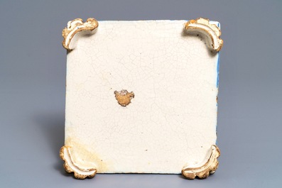 A polychrome Spanish pottery condiment tray, Talavera, 18th C.