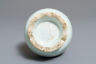 Two Chinese blue and white vases and a brush rest, Wanli/Kangxi