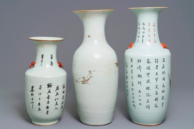 Drie Chinese famille rose vazen, 19/20e eeuw