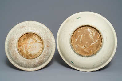 Two Chinese polychrome Swatow dishes, Ming