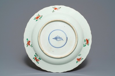 Three Chinese famille verte dishes with floral designs, Kangxi