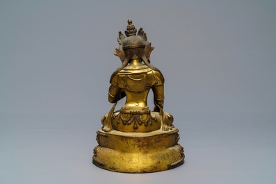 A Sino-Tibetan gilt bronze figure of a White Tara, Ming