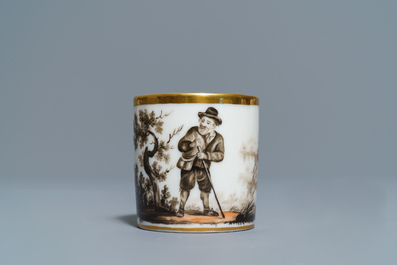 An 18-piece Paris or Brussels grisaille porcelain coffee service, 19th C.