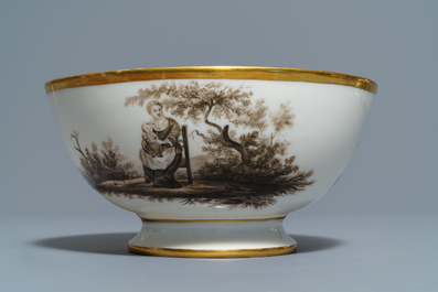 An 18-piece Paris or Brussels grisaille porcelain coffee service, 19th C.