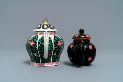 Two Chinese famille noire teapots and covers, Yongzheng/Qianlong