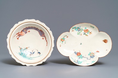 Three Kakiemon-style porcelain wares, Chantilly, France, 18th C.