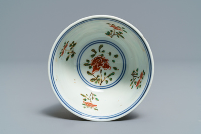 Nine Chinese famille verte cups and saucers, Kangxi
