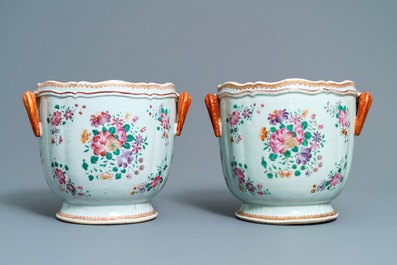 A pair of Chinese famille rose coolers, Qianlong
