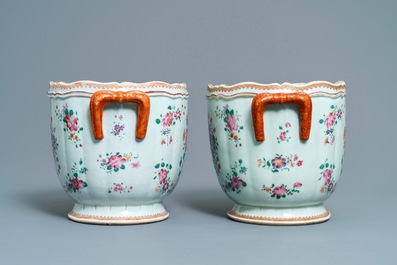 A pair of Chinese famille rose coolers, Qianlong