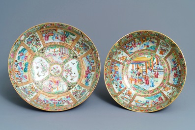 Four Chinese Canton famille rose, Imari-style and blue and white bowls, 18/19th C.