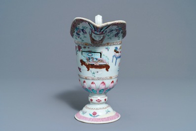 A Chinese famille rose helmet-shaped jug and a relief-decorated teapot, Yongzheng