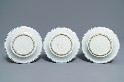 Three Chinese blue and white ko-sometsuke plates with scholars, Tianqi
