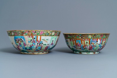 Four Chinese Canton famille rose, Imari-style and blue and white bowls, 18/19th C.