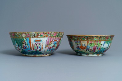Four Chinese Canton famille rose, Imari-style and blue and white bowls, 18/19th C.