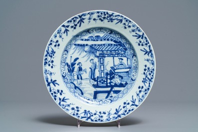 Vier Chinese blauw-witte 'Romance of the Western chamber' borden, Yongzheng