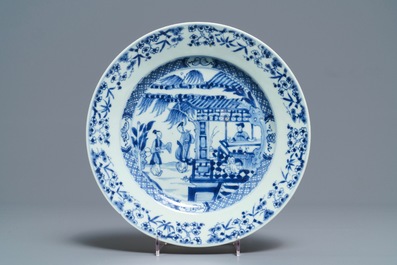 Vier Chinese blauw-witte 'Romance of the Western chamber' borden, Yongzheng
