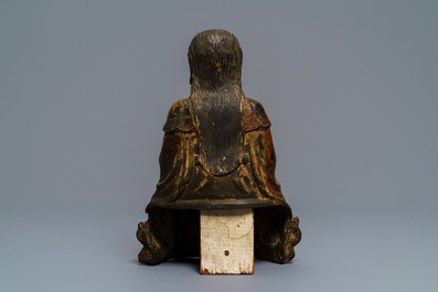 A Chinese gilt-lacquered bronze figure of Zhenwu, Ming